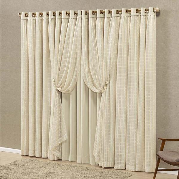 Cortina Marrocos Tecido Blackout E Voal Fitado 3,00m X 2,50m