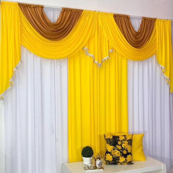 Cortina Mayara Varão Duplo Malha E Franja 3,00m X 2,60m - Ama