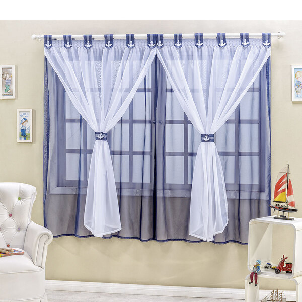 cortina menino para quarto infantil azul 3m x 2 80m para varao simples