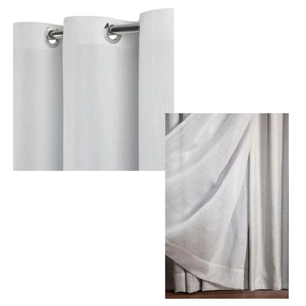 Cortina Microfibra Com Linho 2,80x2,30 Para Varão Duplo Branco