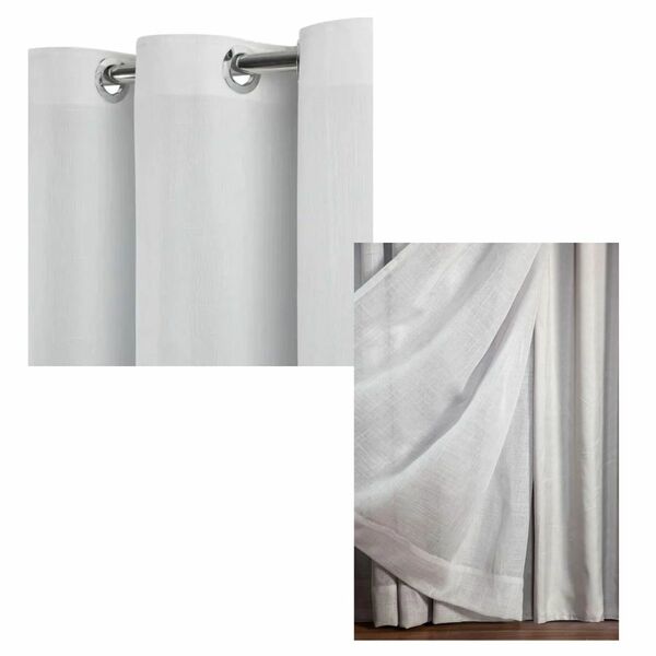 Cortina Microfibra Com Linho 3,00x2,80 Para Varão Duplo Branco