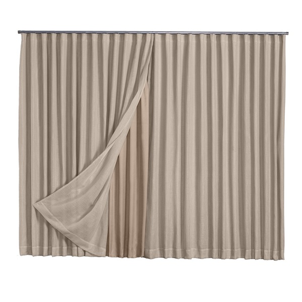 Cortina Microfibra Com Linho 4,00x2,80 Para Trilho Duplo Avelã