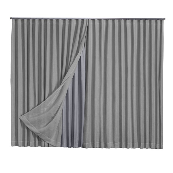 Cortina Microfibra Com Linho 4,00x2,80 Para Trilho Suíço Cinza