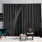 Cortina Microfibra Com Voil 2,80x1,80 Para Trilho Suíço Preto