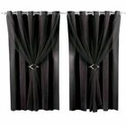 Cortina Microfibra Com Voil 2,80x2,30 Para Varão Simples Preto