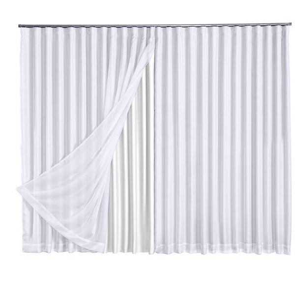 Cortina Microfibra Com Voil 3,00x2,30 Para Trilho Duplo Branco