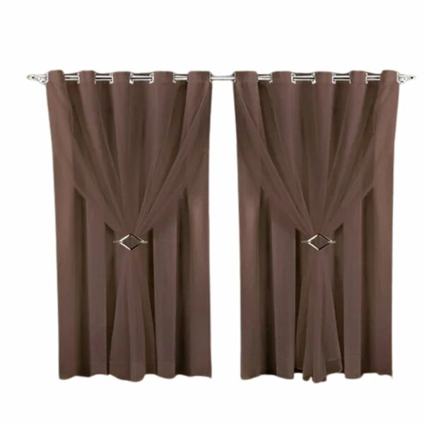 Cortina Microfibra Com Voil 5,00x2,50 Para Varão Simples Marr