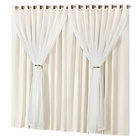 Cortina Microfibra Com Voil 5,00x2,80 Para Varão Simples Palha