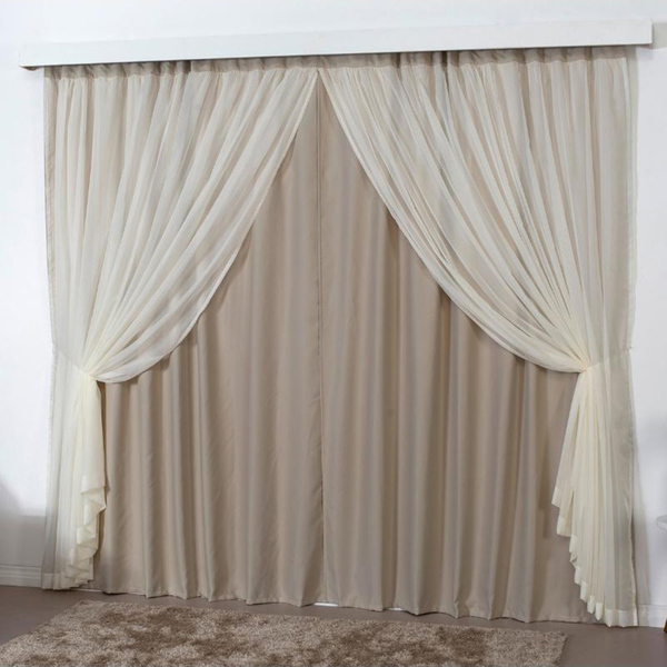Cortina Mirage 4 Mts Sala Quarto Blackout Voal Trilho Suisso
