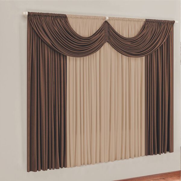 Cortina Montreal 3 Mts Em Malha Janela Sala Quarto Tabaco - 1