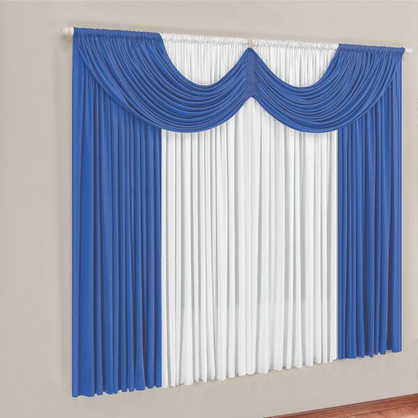 Cortina Montreal 4 Mts Em Malha Janela Sala Quarto Azul - 100