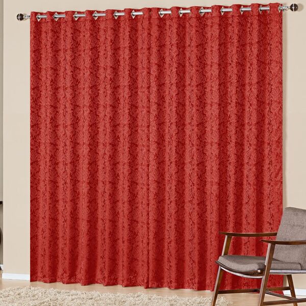 Cortina Nobre Jacquard Vermelho 2 00m X 1 70m P/ Varão Simples