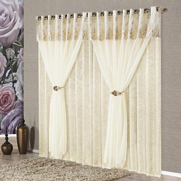 Cortina Nobreza Luxo Para Varão Tecido Seda Amassada E Voal 3