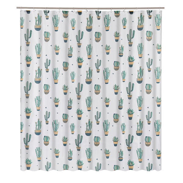 Cortina para Box Poliéster Cactos Verde 1,98x1,80m Bella Casa