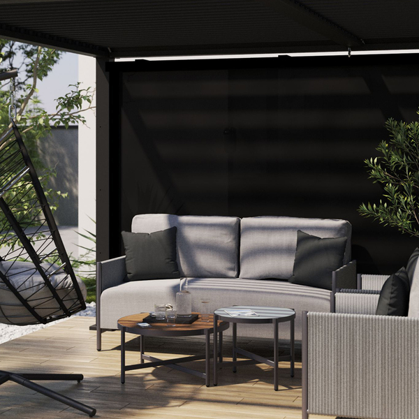 Cortina para Pergolado Bioclimático em PVC 334x210cm Cinza Escuro Clima Naterial