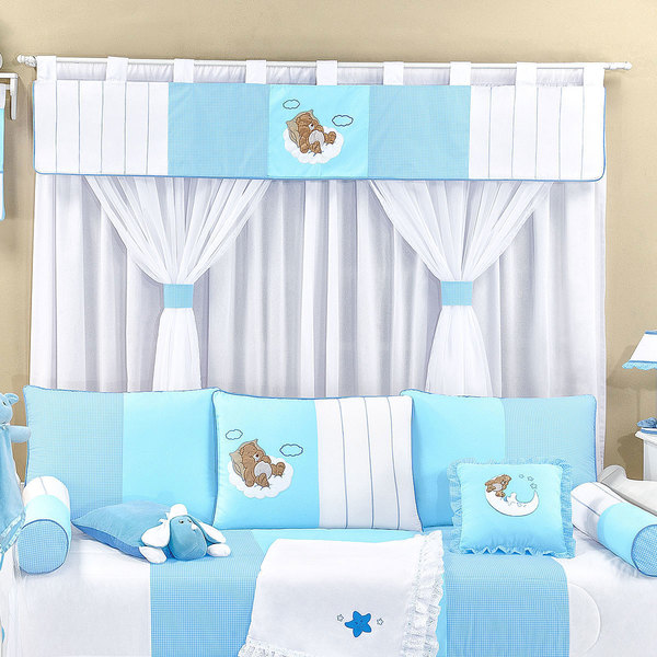 Cortina Para Quarto De Bebe Menino Bordada 2m X 1 5m Para Varao Duplo Leroy Merlin
