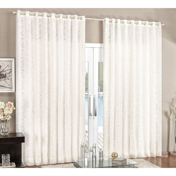 Cortina Para Quarto De Renda Palha 2m X 1,70m Para Varão Simp