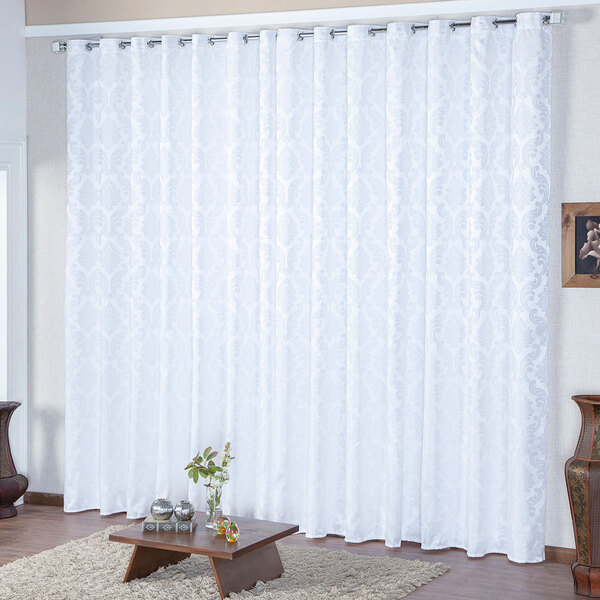 Cortina Para Quarto Jacquard Branca 4,00m X 2,70m - Ideal Par