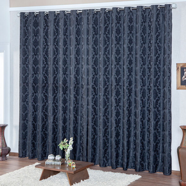 Cortina Para Quarto Jacquard Preta 4,00m X 2,70m - Ideal Para