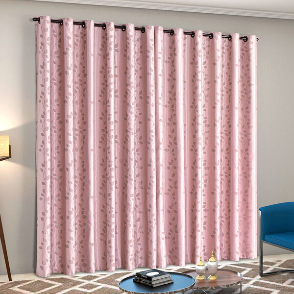 Cortina Para Quarto Rosê Clássica Jacquard 3m X 2,80m Para Va