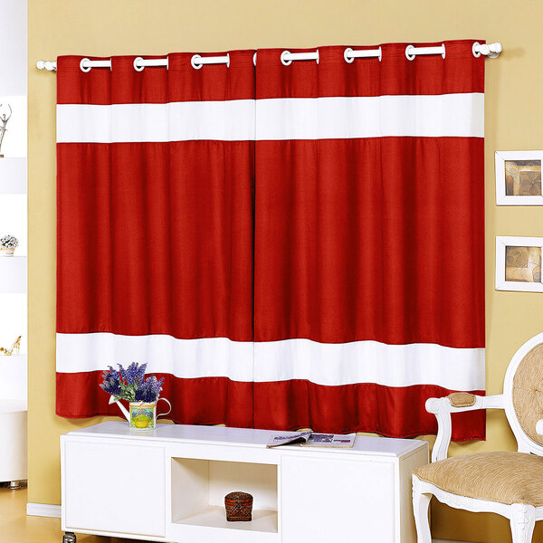 Cortina Para Sala e Quarto Vermelha 3m x 2,5m Varão Simples