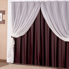 Cortina Para Sala Ou Quarto Blackout Com Voil 3,00 Marrom [f1