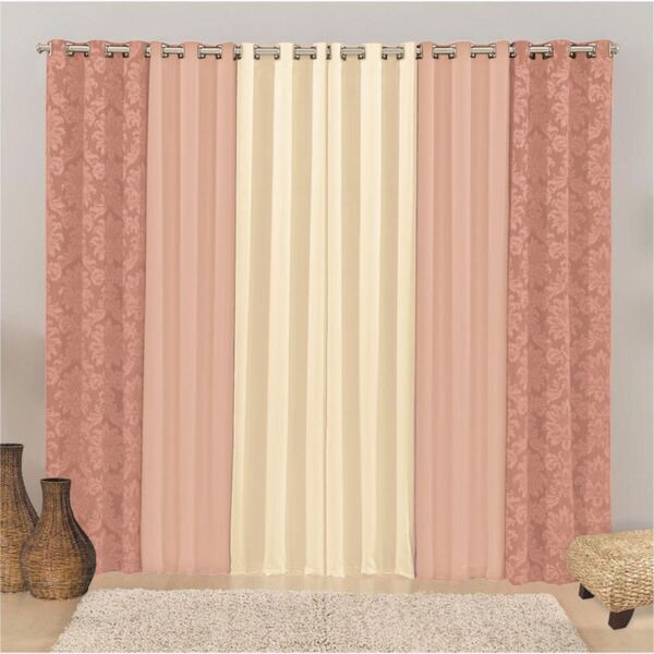 Cortina Para Trilho Suisso Floratta Jacquard 4 00m X 2 60m Sa