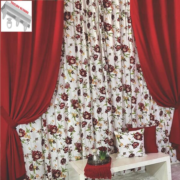 Cortina Para Trilho Suisso Styllus 3 00m X 2 60m Sala Quarto