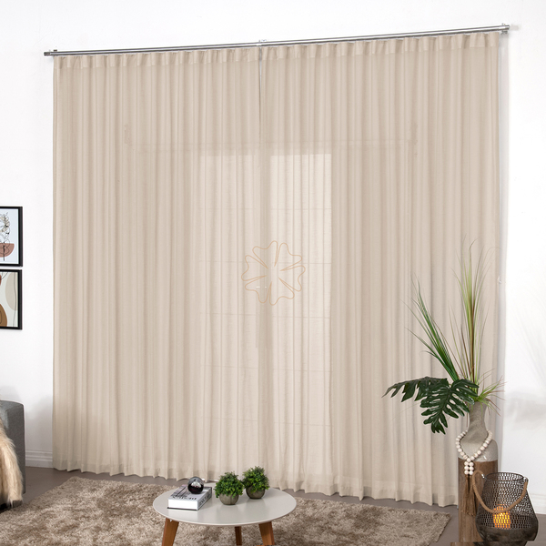 Cortina Para Trilho Wave De Linho 3,00m X 2,50m De Altura Are