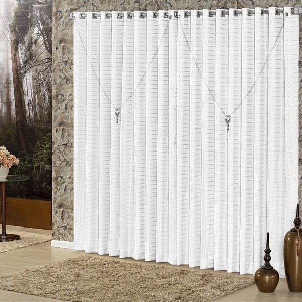 Cortina Para Varão 3,00 X 2,70 Ametista Branca Cor 10