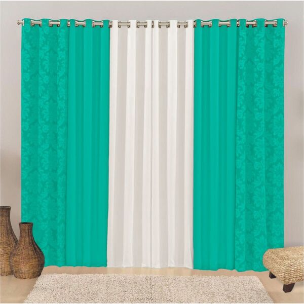 Cortina Para Varão Floratta Jacquard 2 00m X 1 80m Sala Quart