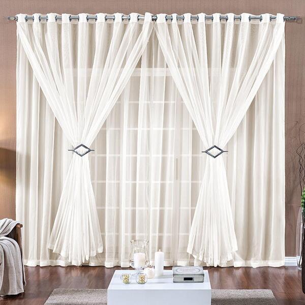 Cortina Para Varão Paula 4,00m X 2,80m Alt Tecido Voal - Palha