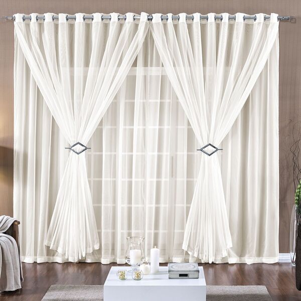 Cortina Paula 2 00m X 1 70m Palha Tecido Voal Leve Clean Para