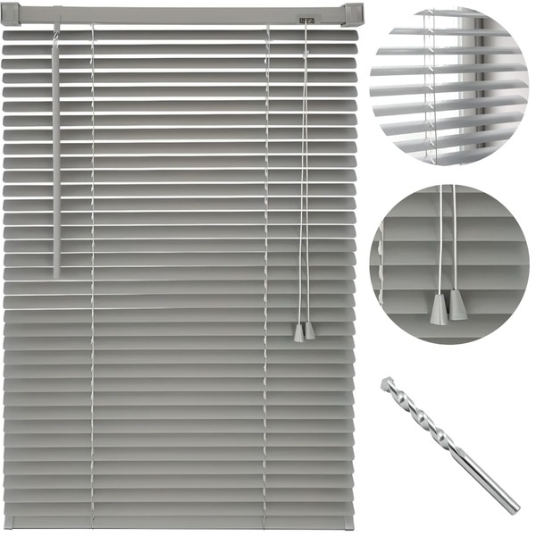 Cortina Persiana Horizontal Cinza L=1,40m X A=1,30m Pvc + Bro