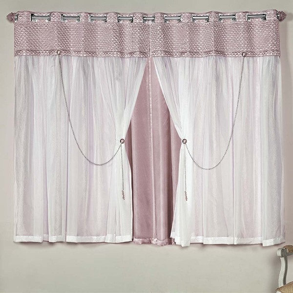 Cortina Princesa 2 00m X 1 70m Tecido Cetim Amassado Voil C/