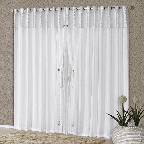 Cortina Princesinha Para Varão Tecido Seda E Voal Com Pingent