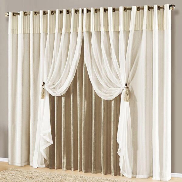 Cortina Renata Luxo Para Varão Seda E Voal 3,00 X 2,00m Janel