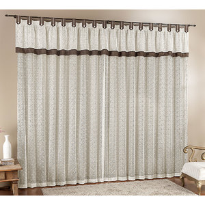 Cortina Renda Lisa 4m X 2,50m Tabaco Para Varão Simples ...