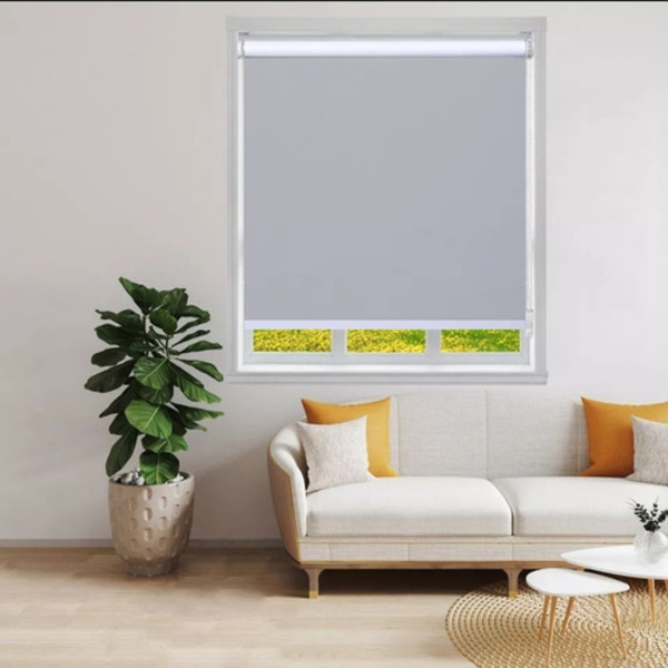 Cortina Rolo Blackout De Medida 1,20 Lx 1,20a Blecaute Cinza