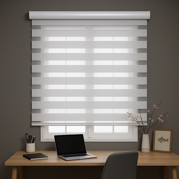 Cortina Rolo Double Vision 1,20larg X 1,60alt Branca - c/ ban