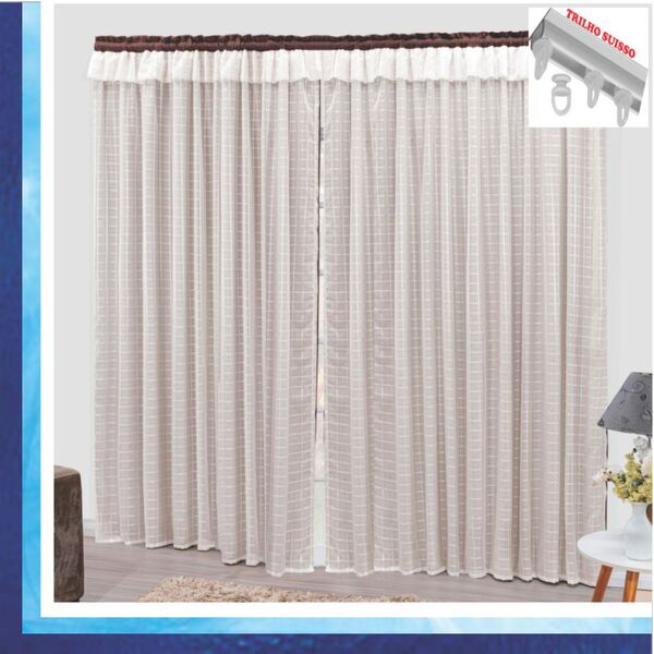 Cortina Romantic Semiblackout E Voal 2 00 X 1 70 Para Trilho