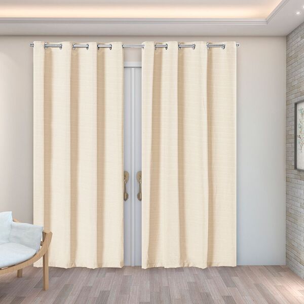 Cortina Rústica Texturizada Palha 2 80m X 2 30m P/ Varão Simp