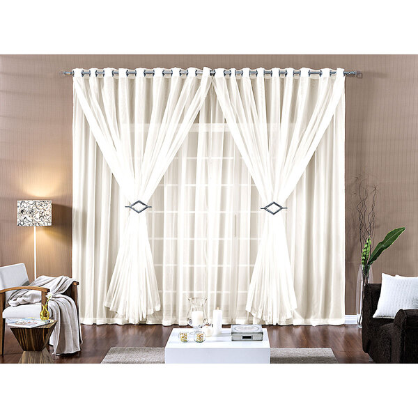 cortina sala quarto palha voil 3m x 2 80m varao simples paula