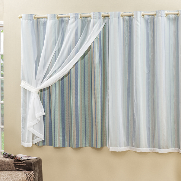 Cortina Sala Quarto 2x2,30m Blackout Com Voil Porta Balcão Li