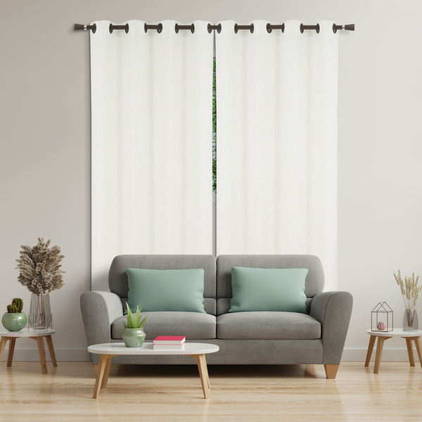 Cortina San Francisco Ilhós Poliéster e Linho Natural 2,60x2,30m 2 Folhas Vestis