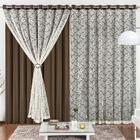 Cortina Serena Para Trilho Comum Tecido Renda Floral E Malha
