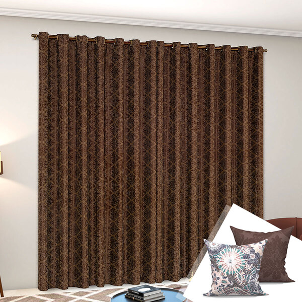 Cortina Tabaco Para Varão Simples Jacquard 4 Metros X 2,80 Me