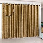 Cortina Tecido Jacquard Para Sala Dourada De Varão 3m X 2,80m