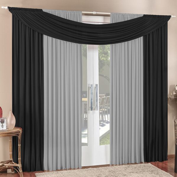 Cortina Tendência 2 00m X 1 70m Para Varão Em Malha Sala Quar