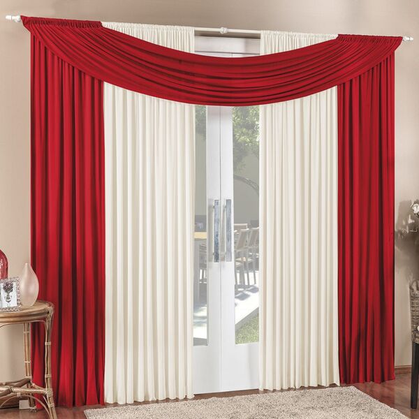 Cortina Tendência 3 00m X 2 50m Para Varão Em Malha Sala Quar